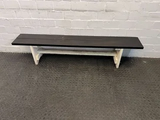 Farmhouse White Bench with Dark Brown Seat (Width: 180cm)(Height: 39cm)- A51154.