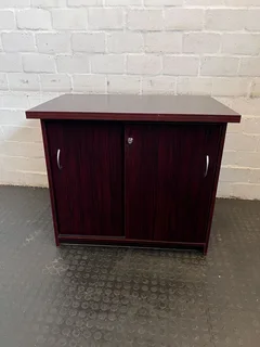 Stylish Dark Wood Storage Cabinet With Lockable Doors - Minor Scratches - Reduced- A52916