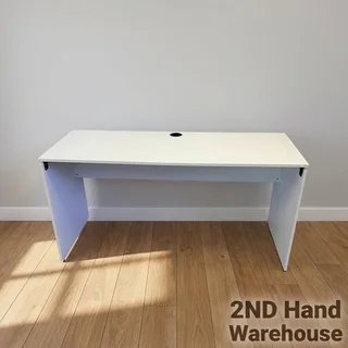 Sleek White Home Office Desk with Cable Management- A56879