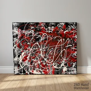 Dynamic Abstract Splash Art - Red, White & Black Canvas 120 by 100- A57195