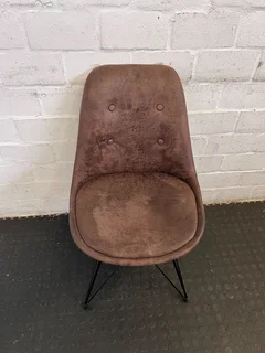 Stylish Brown Upholstered Dining Chair with Metal Legs - Minor Wear- A53750