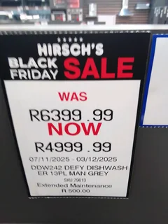 Defy dishwasher with two years warranty