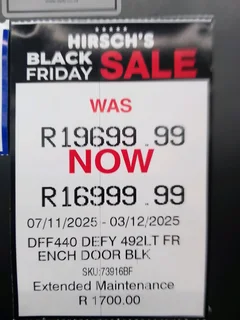 Defy side by side fridge