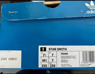Addidas Black Stan Smiths size seven