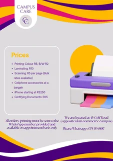 Printing, scanning etc for students