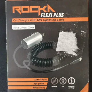 Rocka Lightning Car Charger with USB Port Flexi Plus Series.
