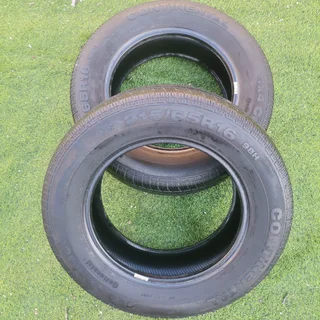 2x Good Used 16 Inch Continental 4x4 Contact Spare Tyres Available For Sale-215/65/16.
