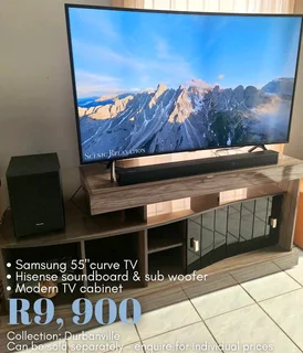 Entertainment Combo. TV, SOUNDBAR, TV CABINET