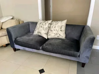 On Sale! Velvet Grey 2/3 Seater Couch Sofa