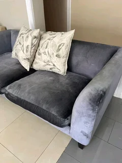 On Sale! Velvet Grey 2/3 Seater Couch Sofa