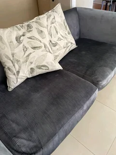 On Sale! Velvet Grey 2/3 Seater Couch Sofa