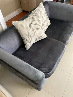 On Sale! Velvet Grey 2/3 Seater Couch Sofa