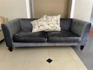 On Sale! Velvet Grey 2/3 Seater Couch Sofa