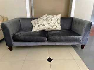 On Sale! Velvet Grey 2/3 Seater Couch Sofa