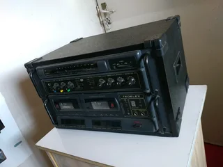 Karaoke vintage amplifier built in radio and tape deck