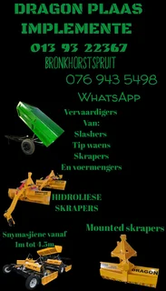 Slashers/Graders/tip trailers/ hay makers/ Blower mowers