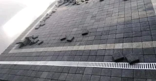 Artificial grass and paving