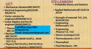 TUTOR AVAILABLE: MECHANICAL ENGINEERING MODULES and HIGH SCHOOL MATH AND PHYSICAL SCIENCE
