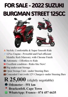 2022 Suzuki Burgman Street 125cc Motorcycle