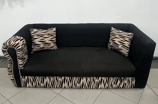 Two-piece Black L shaped couch - REF STOCK NO 4489 Now only R3000.00 Whatsapp No: 072 179 4070