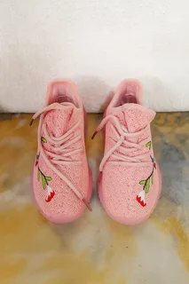 Pink Floral Knit Sneakers