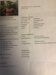 Searching for domestic job