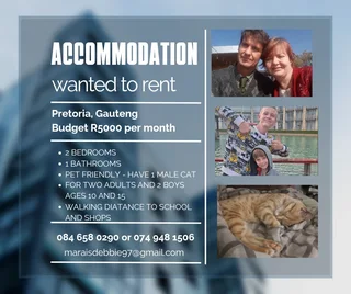 Flats or Garden Cottage wanted to rent in Pretoria