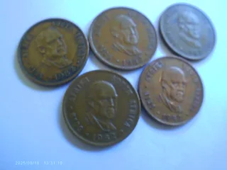 SA Coins - 1982 Vorster 1c x 5