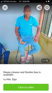 Garden boy and House cleaner is available