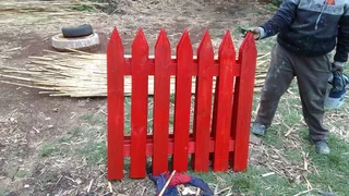 Wooden and bamboo fences.