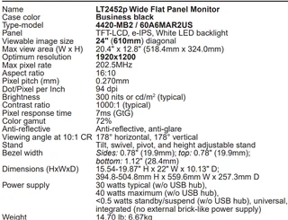 24&#34; Lenovo Screen: LT2452p Wide Flat Panel Monitor