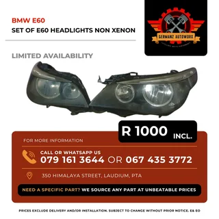 Bmw E60 Set Of Headlights Non Xenon