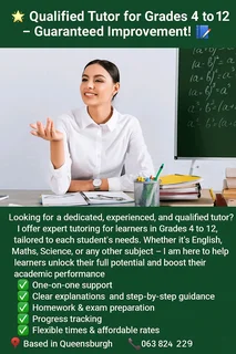 Qualified Tutor for Grades 4 to 12 - Guaranteed Improvement! 