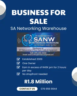 Business for sale. Est 2009. One owner since. Earn in excess of R40K per month for 2 hours of work.