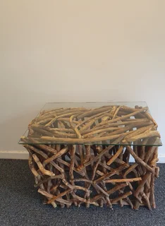 I&#39;m Selling Wooden Artistry Glass Coffee Table, Ottoman