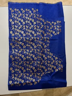 Royal Blue Embroidered Art Silk Semi-Stitched Lehenga with Dupatta