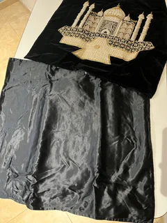 Silver embroidered on Black Velvet Pillow Covers (x2)