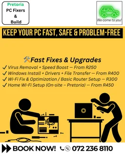 Affordable Tech Support — PC &amp; Wi-Fi Repairs (Villieria / Pretoria)