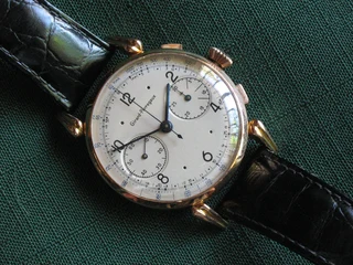 Extremely Rare Vintage Girard Perregaux  Solid 18k Rose Gold Chronograph Ca 1940