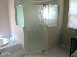 Bathroom shower doors and glass decorative coverings