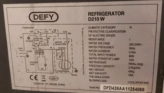DEFY 182l Fridge Freezer