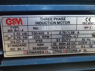 0.55 kw 380v Electric Motor