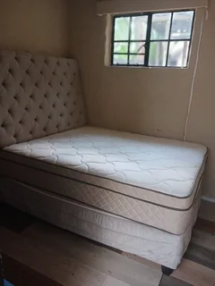 Queen sized mattress, base and headboard