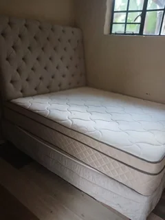 Queen sized mattress, base and headboard