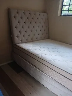 Queen sized mattress, base and headboard