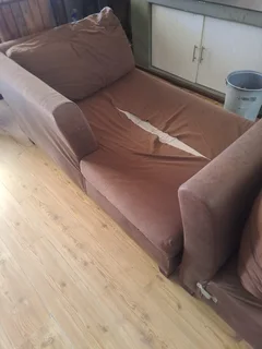 Suede corner lounge suite - Needs repair work
