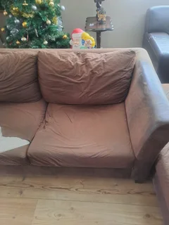 Suede corner lounge suite - Needs repair work