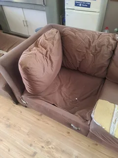 Suede corner lounge suite - Needs repair work