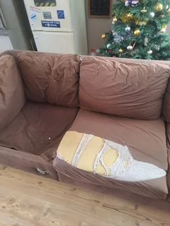 Suede corner lounge suite - Needs repair work