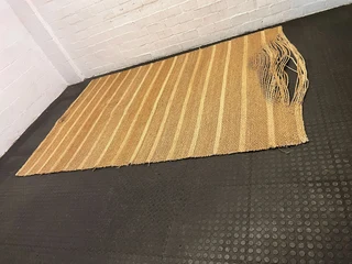 Natural Jute Area Rug - Striped Design with Minor Fraying- A52712